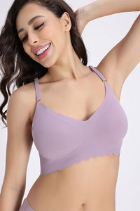 Zivame Freeform Padded Non Wired 3/4Th Coverage Bralette - Sea Fog — thumbnail 6